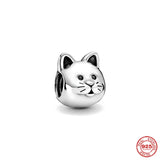 925 Sterling Silver Paw Print & Bone Pet Charm Bead Gift