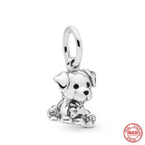 925 Sterling Silver Paw Print & Bone Pet Charm Bead Gift