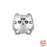 925 Sterling Silver Paw Print & Bone Pet Charm Bead Gift