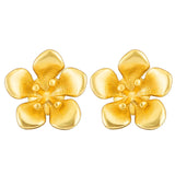 925 Silver Peach Blossom Stud Earrings 18k Flower Ethnic Style Vintage Jewelry