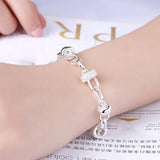 925 Silver Peach Heart Charm Bracelet For Women Fine Jewelry