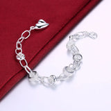 925 Silver Peach Heart Charm Bracelet For Women Fine Jewelry