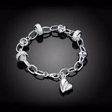 925 Silver Peach Heart Charm Bracelet For Women Fine Jewelry