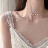 925 Silver Peach Heart Choker Necklace Clavicle Chain Short Choker Necklace