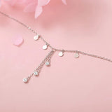 925 Silver Peach Heart Choker Necklace Clavicle Chain Short Choker Necklace
