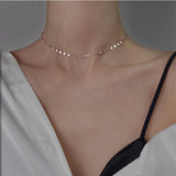 925 Silver Peach Heart Choker Necklace Clavicle Chain Short Choker Necklace