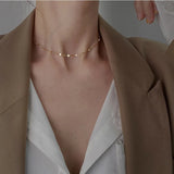 925 Silver Peach Heart Choker Necklace Clavicle Chain Short Choker Necklace