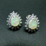 925 Silver Opal CZ Stud Earrings for Women