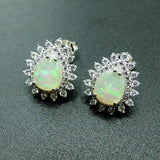 925 Silver Opal CZ Stud Earrings for Women