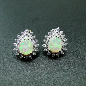 925 Silver Opal CZ Stud Earrings for Women