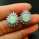 925 Silver Opal CZ Stud Earrings for Women