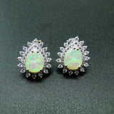 925 Silver Opal CZ Stud Earrings for Women
