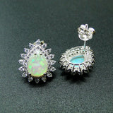 925 Silver Opal CZ Stud Earrings for Women