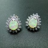 925 Silver Opal CZ Stud Earrings for Women