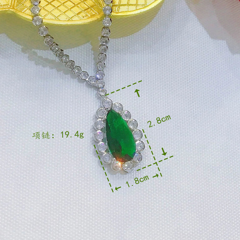 925 Silver Emerald Necklace Pendant for Women Punk Origin Chains Necklaces