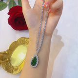 925 Silver Emerald Necklace Pendant for Women Punk Origin Chains Necklaces