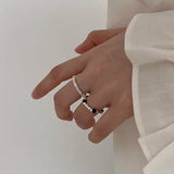 925 Silver Pearl Agate Ring Women's Gift Elastic Rope Jewelry