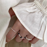 925 Silver Pearl Agate Ring Women's Gift Elastic Rope Jewelry
