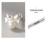 925 Silver Pearl Bow Stud Earrings for Women Romantic Jewelry Gift