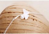 925 Sterling Silver Pearl Charm Bracelet Leaves Bangles Wedding Gift