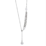 925 Silver Pearl Leaf Necklace Women Korea Style Jewelry