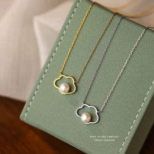 925 Silver Pearl Cloud Pendant Necklace Women Light Jewelry