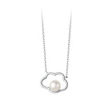 925 Silver Pearl Cloud Pendant Necklace Women Light Jewelry