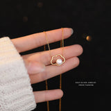925 Silver Pearl Cloud Pendant Necklace Women Light Jewelry