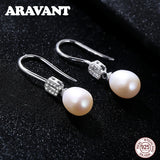 925 Silver Pearl Drop Earrings Women's Jewelry