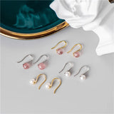 925 Silver Pearl Drop Earrings Strawberry Crystal Jewelry Women Gift