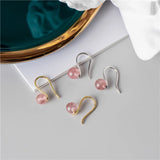 925 Silver Pearl Drop Earrings Strawberry Crystal Jewelry Women Gift