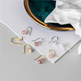 925 Silver Pearl Drop Earrings Strawberry Crystal Jewelry Women Gift