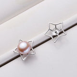 925 Silver Pearl Earrings 5 Star Stud Charm Findings Jewelry Women's Accessories