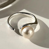 925 Silver Pearl Opening Ring for Women