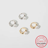 925 Silver Pearl Hoop Earrings Round Wedding Earrings