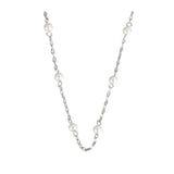 925 Silver Pearl Long Chain Choker Necklace For Women