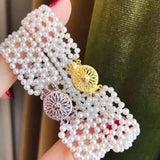 925 Silver Pearl Necklace Bracelet Connection Buckle Multi-row Button DIY