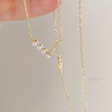 925 Silver Pearl Necklace Geometric Choker Gift Women's Jewelry