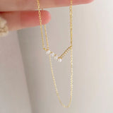 925 Silver Pearl Necklace Geometric Choker Gift Women's Jewelry