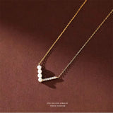 925 Silver Pearl Necklace Geometric Choker Gift Women's Jewelry