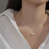 925 Silver Pearl Necklace Geometric Clavicle Chain Women Fine Jewelry
