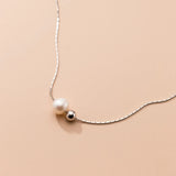 925 Silver Pearl Necklace Geometric Clavicle Chain Women Fine Jewelry