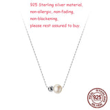 925 Silver Pearl Necklace Geometric Clavicle Chain Women Fine Jewelry