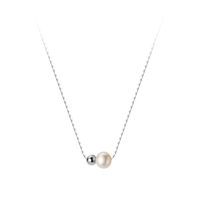 925 Silver Pearl Necklace Geometric Clavicle Chain Women Fine Jewelry