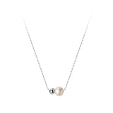 925 Silver Pearl Necklace Geometric Clavicle Chain Women Fine Jewelry