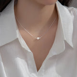925 Silver Pearl Necklace Geometric Clavicle Chain Women Fine Jewelry