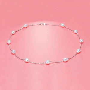 925 Silver Pearl Necklace Freshwater Pearl Chains Necklaces Women Gift