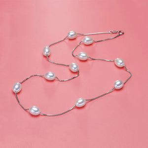 925 Silver Pearl Necklace Freshwater Pearl Chains Necklaces Women Gift