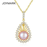 925 Silver Pearl Necklace Zircon Pave Ethnic Style Pendant Necklace JPN333