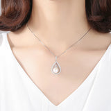 925 Silver Pearl Necklace Zircon Pave Ethnic Style Pendant Necklace JPN333